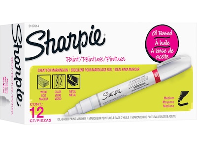 Sharpie Tank Paint Marker, Medium Tip, White, 12/Pack (2107614)