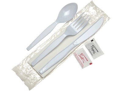 Dixie Individually Wrapped Polystyrene Cutlery Set, Medium-Weight, White, 250/Carton (CM26NSPC7)