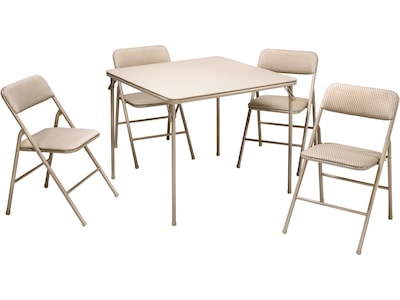 Cosco Folding Table and Chair Set, 34" x 34", Tan (14551WHD1E)