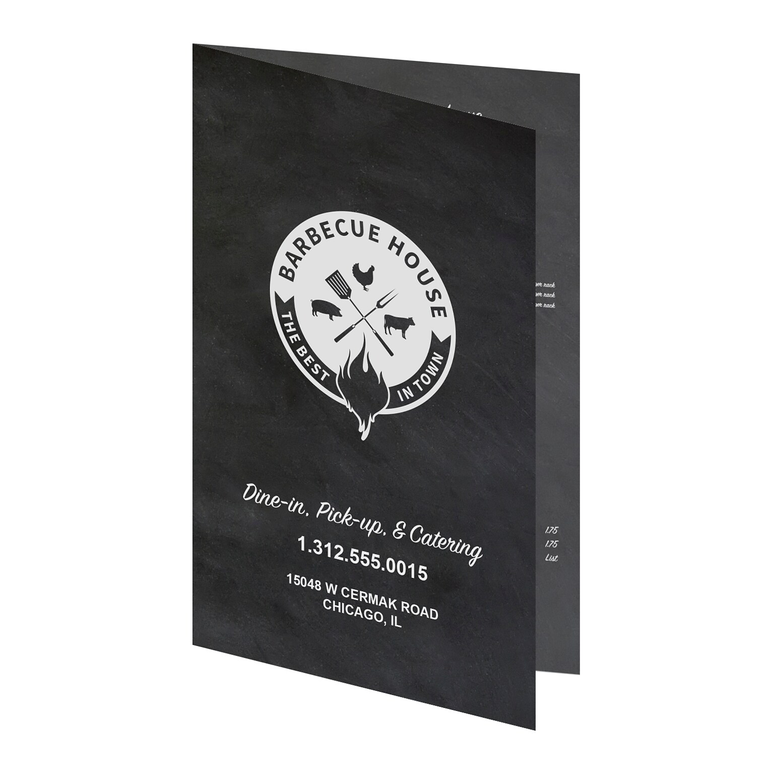 Custom Heavy Duty Full Color Menus, 12 mil. Sanitizable Synthetic Stock, 8-1/2 x 11 Half-Fold, 2-sided
