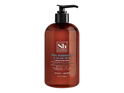 SOAPBOX Liquid Hand Soap, Sea Minerals/Blue Iris, 12 Fl. Oz. (00678)