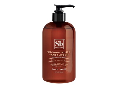 SOAPBOX Liquid Hand Soap, Coconut Milk/Sandalwood, 12 Fl. Oz. (00676)