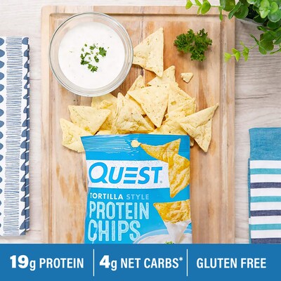 Quest Protein Chips Gluten Free Ranch Tortilla Chips, 1.1 oz., 8 Bags/Pack (307-00242)