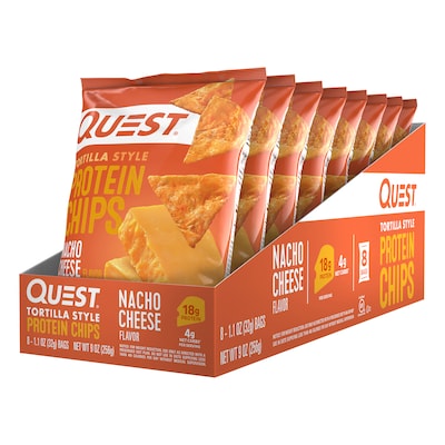 Quest Protein Chips Gluten Free Nacho Tortilla Chips, 1.1 oz., 8 Bags/Pack (307-00241)