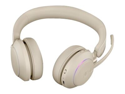 Jabra Evolve2 65 MS Stereo Wireless Noise Canceling Headset, Over-the-Head, Beige (26599-999-898)