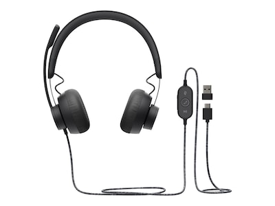 Logitech Zone Wired Noise Canceling Stereo Computer Headset, Over-the-Head, Graphite (981-000876)