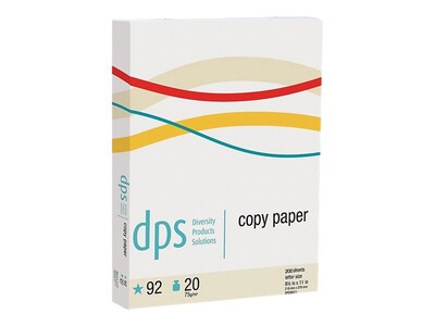 Diversity Products Solutions by Staples 8.5 x 11 Multipurpose Paper, 20 Lbs., 92 Brightness, 200 Sheets/Ream (DPS8511200P)