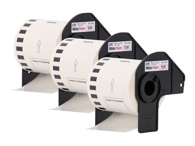 Brother DK-2251 Standard Width Continuous Paper Labels, 2-4/10 x 50, Black/Red on White, 3 Rolls/B