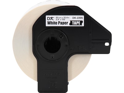 Brother DK-2205 Wide Width Continuous Paper Labels, 2-4/10" x 100', Black on White, 3 Rolls/Box (DK-22053PK)