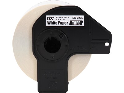 Brother DK-2205 Wide Width Continuous Paper Labels, 2-4/10" x 100', Black on White, 24 Rolls/Box (DK-220524PK)